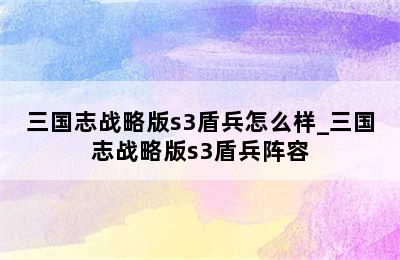 三国志战略版s3盾兵怎么样_三国志战略版s3盾兵阵容