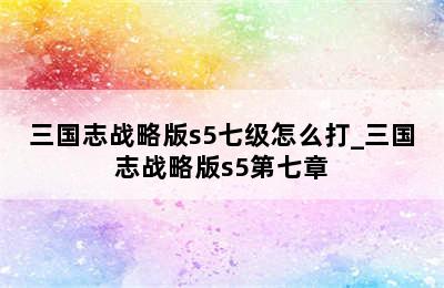 三国志战略版s5七级怎么打_三国志战略版s5第七章