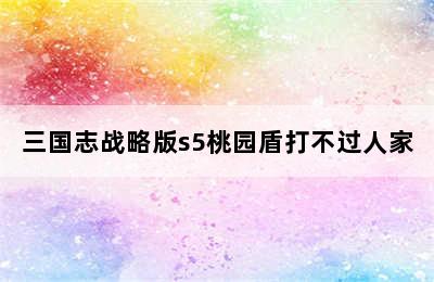 三国志战略版s5桃园盾打不过人家