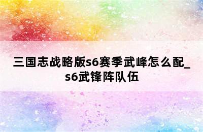 三国志战略版s6赛季武峰怎么配_s6武锋阵队伍