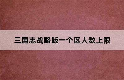 三国志战略版一个区人数上限