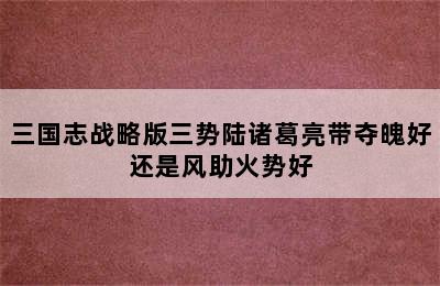 三国志战略版三势陆诸葛亮带夺魄好还是风助火势好