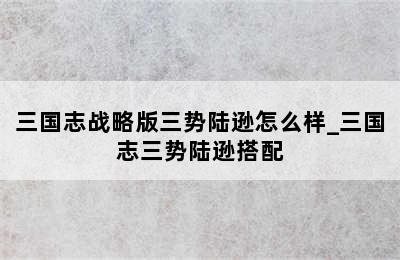 三国志战略版三势陆逊怎么样_三国志三势陆逊搭配