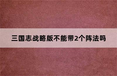 三国志战略版不能带2个阵法吗