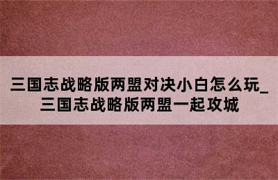 三国志战略版两盟对决小白怎么玩_三国志战略版两盟一起攻城