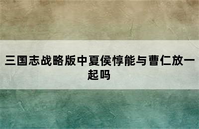 三国志战略版中夏侯惇能与曹仁放一起吗