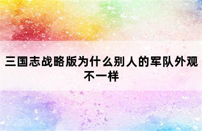 三国志战略版为什么别人的军队外观不一样