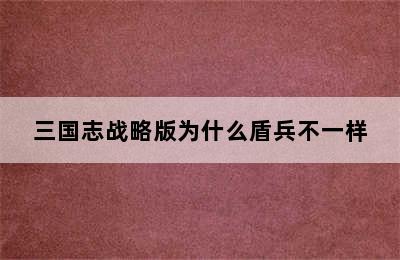 三国志战略版为什么盾兵不一样