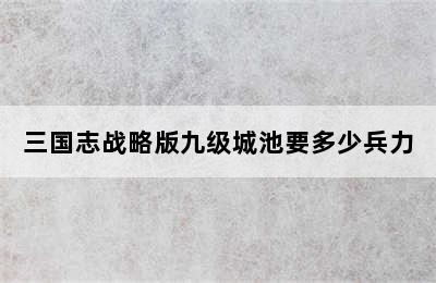 三国志战略版九级城池要多少兵力