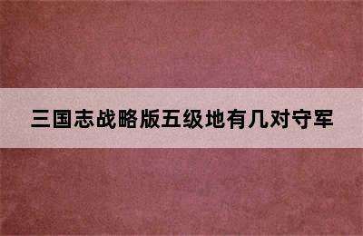 三国志战略版五级地有几对守军