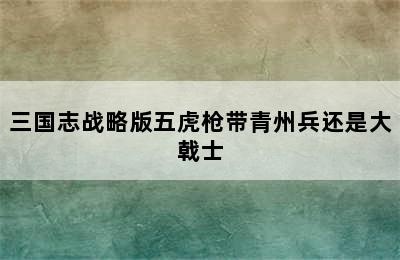 三国志战略版五虎枪带青州兵还是大戟士