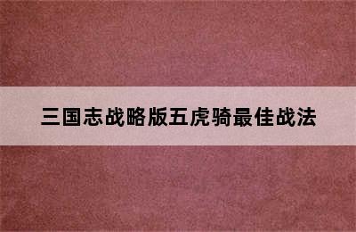 三国志战略版五虎骑最佳战法