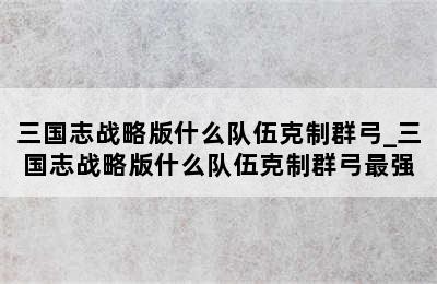 三国志战略版什么队伍克制群弓_三国志战略版什么队伍克制群弓最强