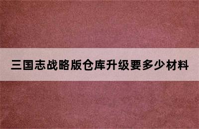 三国志战略版仓库升级要多少材料