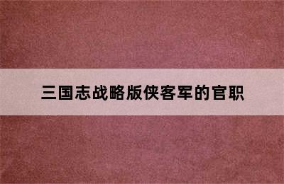 三国志战略版侠客军的官职