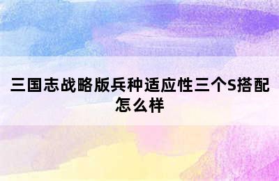 三国志战略版兵种适应性三个S搭配怎么样