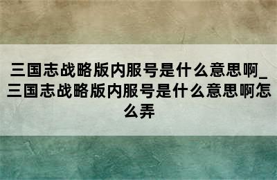 三国志战略版内服号是什么意思啊_三国志战略版内服号是什么意思啊怎么弄