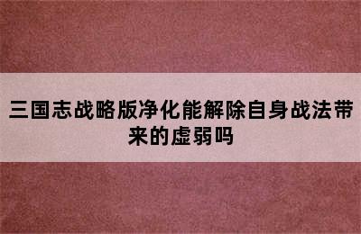 三国志战略版净化能解除自身战法带来的虚弱吗