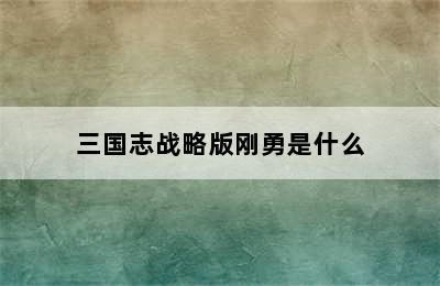 三国志战略版刚勇是什么