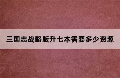 三国志战略版升七本需要多少资源