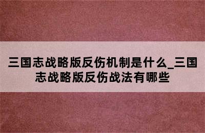 三国志战略版反伤机制是什么_三国志战略版反伤战法有哪些