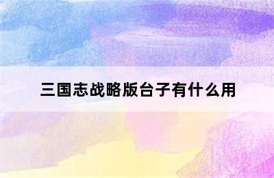 三国志战略版台子有什么用