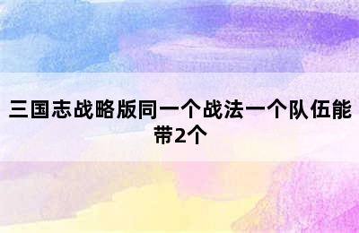 三国志战略版同一个战法一个队伍能带2个