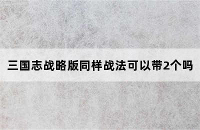 三国志战略版同样战法可以带2个吗