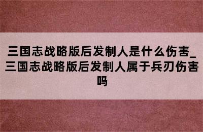 三国志战略版后发制人是什么伤害_三国志战略版后发制人属于兵刃伤害吗