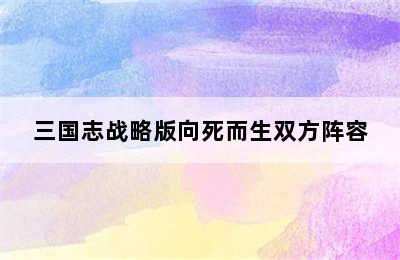 三国志战略版向死而生双方阵容