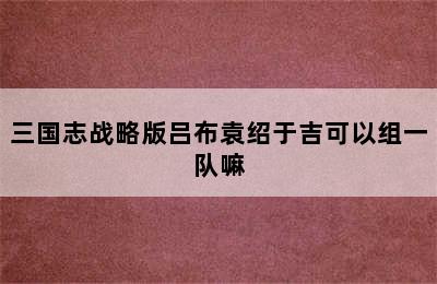 三国志战略版吕布袁绍于吉可以组一队嘛