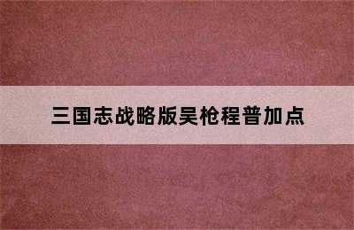 三国志战略版吴枪程普加点