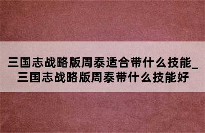 三国志战略版周泰适合带什么技能_三国志战略版周泰带什么技能好