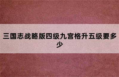 三国志战略版四级九宫格升五级要多少