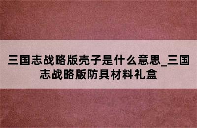 三国志战略版壳子是什么意思_三国志战略版防具材料礼盒