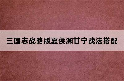 三国志战略版夏侯渊甘宁战法搭配