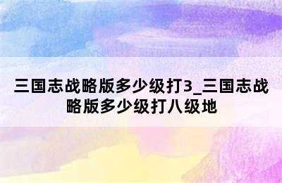 三国志战略版多少级打3_三国志战略版多少级打八级地