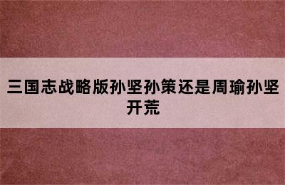 三国志战略版孙坚孙策还是周瑜孙坚开荒