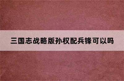 三国志战略版孙权配兵锋可以吗