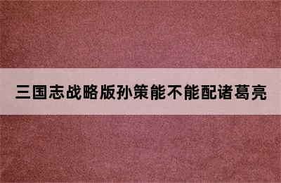 三国志战略版孙策能不能配诸葛亮