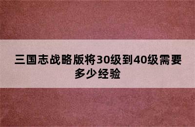 三国志战略版将30级到40级需要多少经验