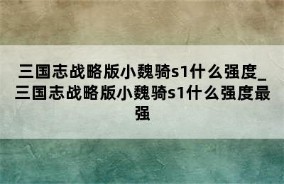 三国志战略版小魏骑s1什么强度_三国志战略版小魏骑s1什么强度最强