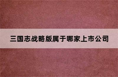 三国志战略版属于哪家上市公司