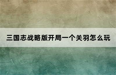 三国志战略版开局一个关羽怎么玩