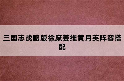 三国志战略版徐庶姜维黄月英阵容搭配