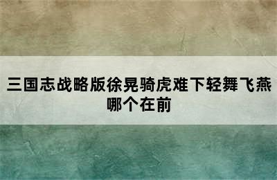 三国志战略版徐晃骑虎难下轻舞飞燕哪个在前