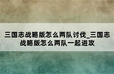 三国志战略版怎么两队讨伐_三国志战略版怎么两队一起进攻