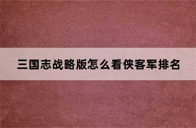 三国志战略版怎么看侠客军排名