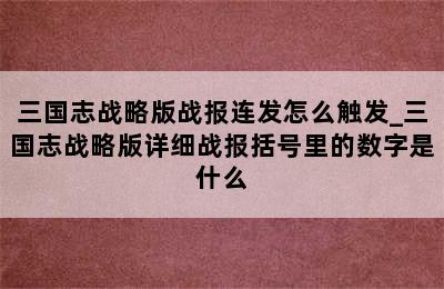 三国志战略版战报连发怎么触发_三国志战略版详细战报括号里的数字是什么