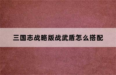 三国志战略版战武盾怎么搭配